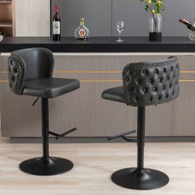 A&A Furniture,Swivel Barstools Adjusatble Seat Height, Modern PU Upholstered Bar Stools with the whole Back Tufted