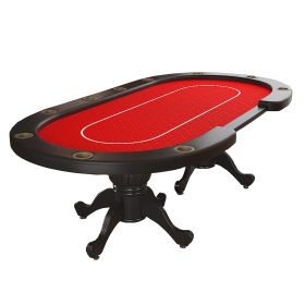 INO Design 96" Red Oval Aura Texas Holdem Poker Card Bet Line Felt Surface Jumbo Cup Holders Board Game Table