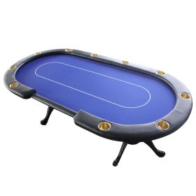 INO Design 96" Blue Oval Aura Texas Holdem Card Bet Line Felt Surface Casino Board Game Poker Table