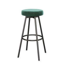 Modern Glam Upholstered Faux Velvet Bar Stool â€“ Emerald