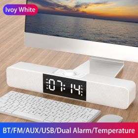 LED TV Soundbar Bluetooth Speaker Portable Wireless Computer Speakers USB Clock BoomBox Bass Sound Bar AUX HIFI TF USB FM Radio (Color: Q10 White Upgrade, Ships From: China)