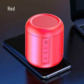 Bluetooth small speaker cylindrical computer desktop portable plug-in card mobile (Color: Red, Woofer Size/Full-Range Size: 1")