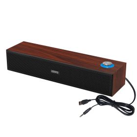 Portable Wooden Wired Bluetooth 5.0 Desktop Speaker Subwoofer Sound Bar Sound Bar Hifi Stereo Card Multimedia Audio Music Center (Color: Wired  Bluetooth)